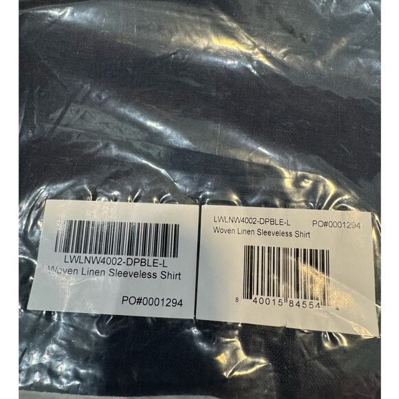 LUNYA NWT $138 Woven Linen Sleeveless Shirt - Navy Blue - Picture 13 of 15